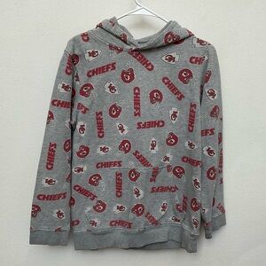 NFL Team Apparel Kid's Grey, Red Kansas City Chiefs Graphic Hoodie Size XL 14/16